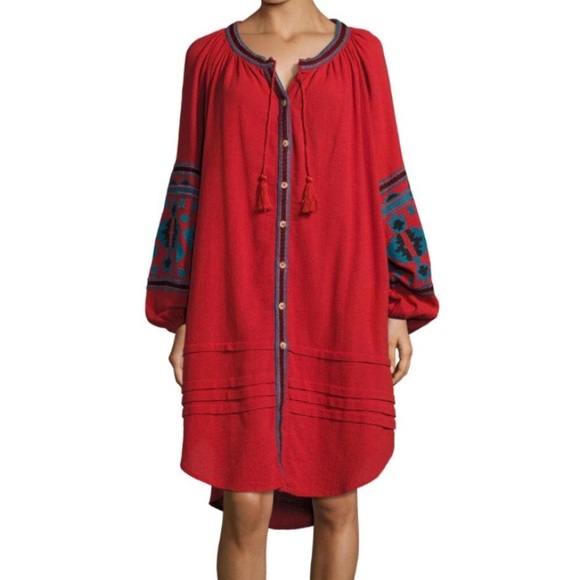 Free People - In the Clear Embroidered Midi - Red - fits Size S M L - Picture 5 of 8